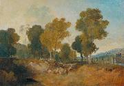 Joseph Mallord William Turner Trees beside the River, with Bridge in the Middle Distance oil painting